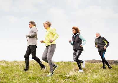 Lauftafeln mit Streckenvorschlägen und Tafeln mit Stretching-Anleitungen